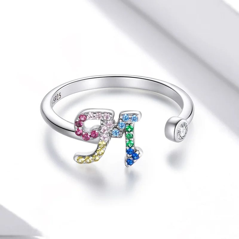 (Bild für) Bunter offener Ring im Pandora-Stil mit Buchstabe M - SCR723-M - Ansicht 3