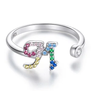 (Bild für) Bunter offener Ring im Pandora-Stil mit Buchstabe M - SCR723-M