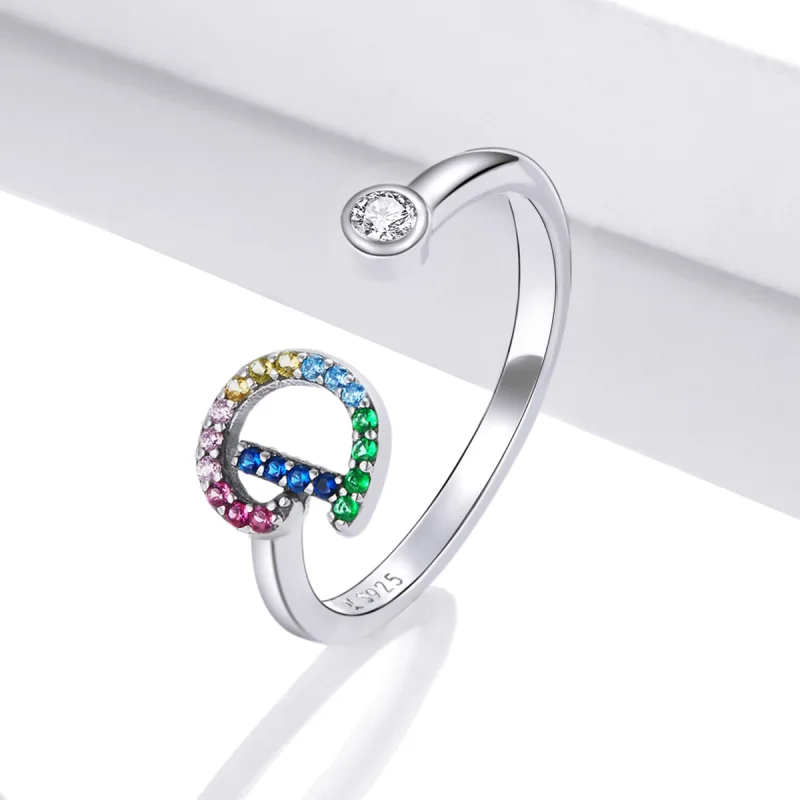 (Bild für) Bunter offener Ring mit Buchstabe D im Pandora-Stil - SCR723-D - Ansicht 2