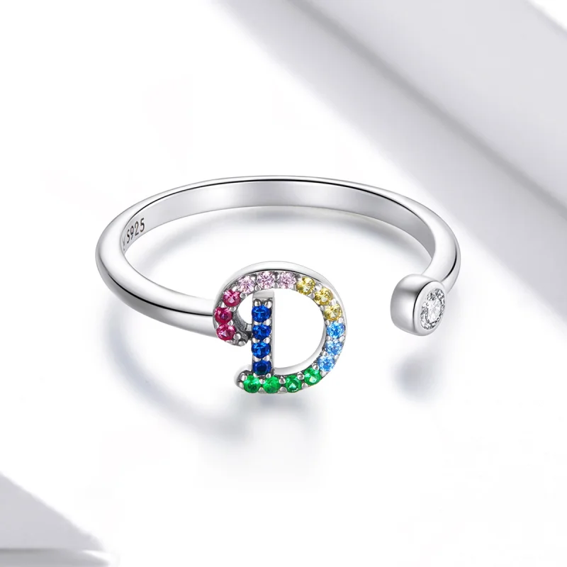 (Bild für) Bunter offener Ring mit Buchstabe D im Pandora-Stil - SCR723-D - Ansicht 3