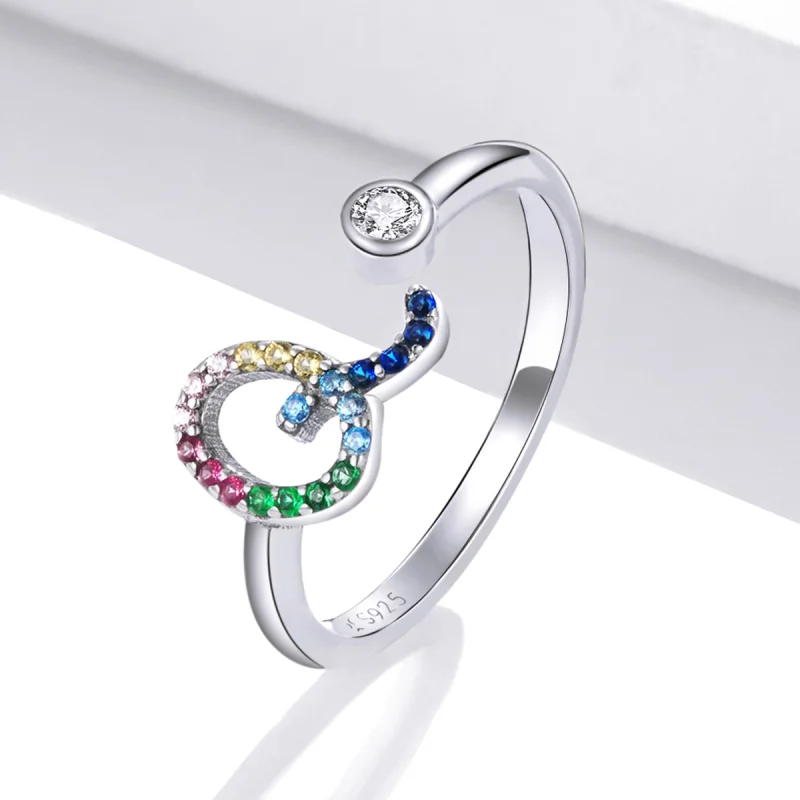 (Bild für) Bunter offener Ring mit Buchstabe Q im Pandora-Stil - SCR723-Q - Ansicht 2