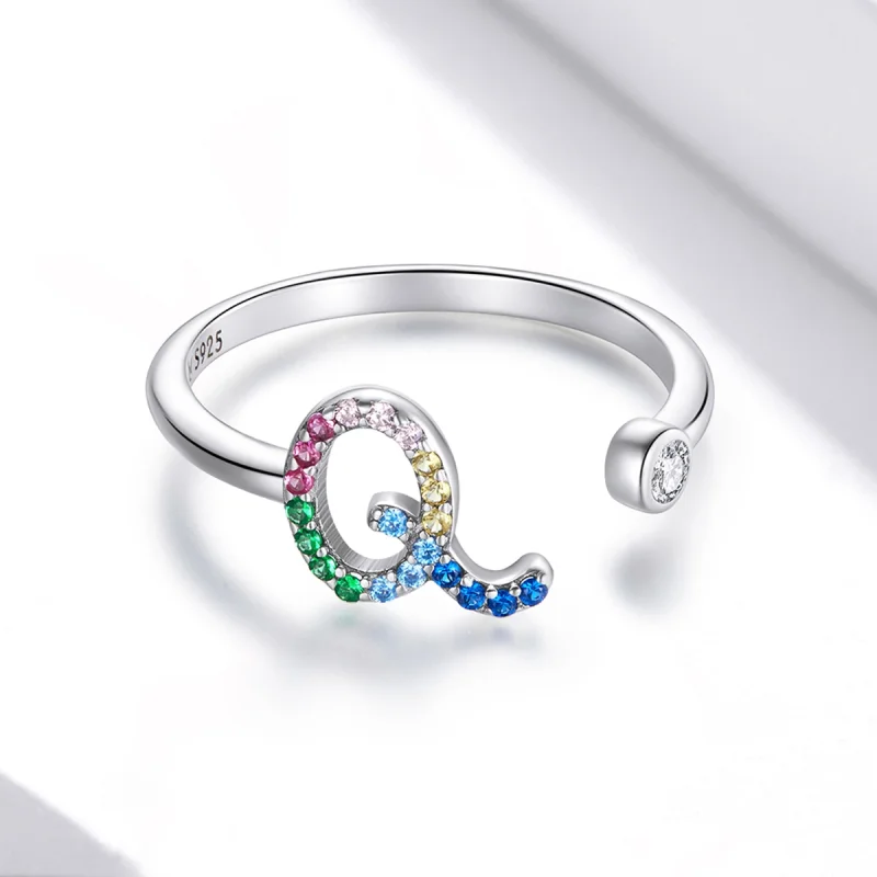 (Bild für) Bunter offener Ring mit Buchstabe Q im Pandora-Stil - SCR723-Q - Ansicht 3