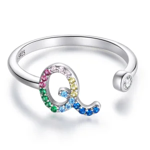 (Bild für) Bunter offener Ring mit Buchstabe Q im Pandora-Stil - SCR723-Q