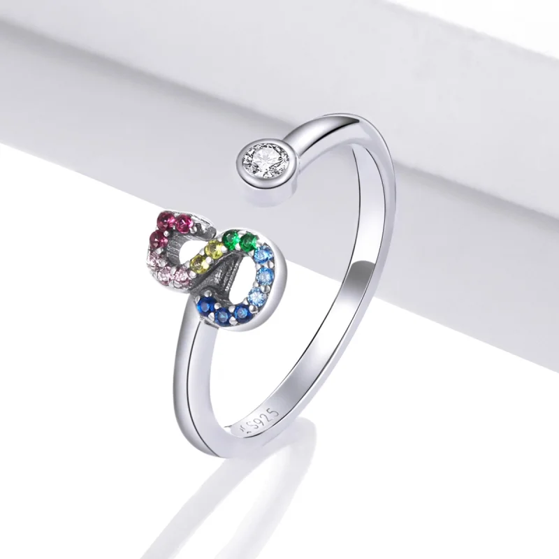 (Bild für) Bunter offener Ring mit Buchstabe S im Pandora-Stil - SCR723-S - Ansicht 2