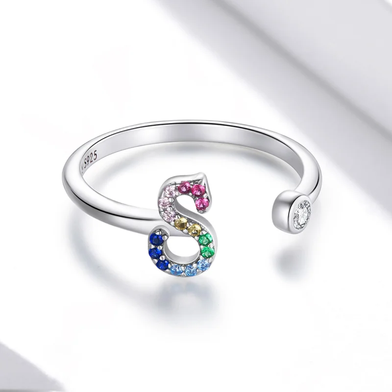 (Bild für) Bunter offener Ring mit Buchstabe S im Pandora-Stil - SCR723-S - Ansicht 3