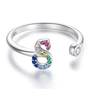 (Bild für) Bunter offener Ring mit Buchstabe S im Pandora-Stil - SCR723-S
