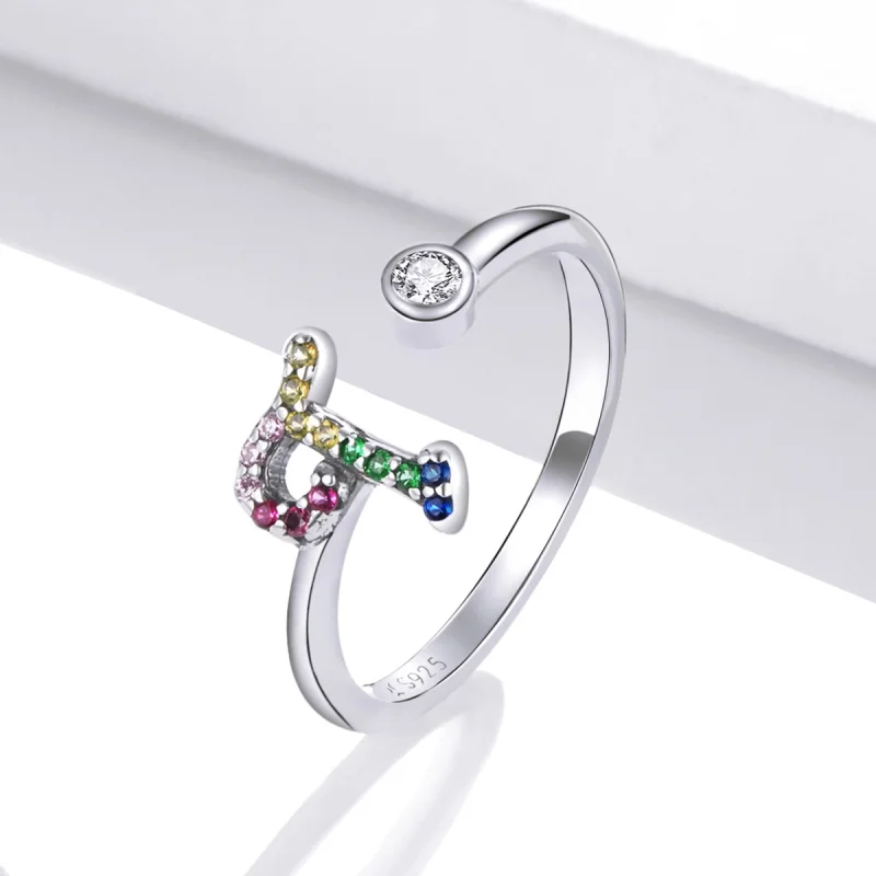 (Bild für) Bunter offener Ring mit Buchstabe T im Pandora-Stil - SCR723-T - Ansicht 2