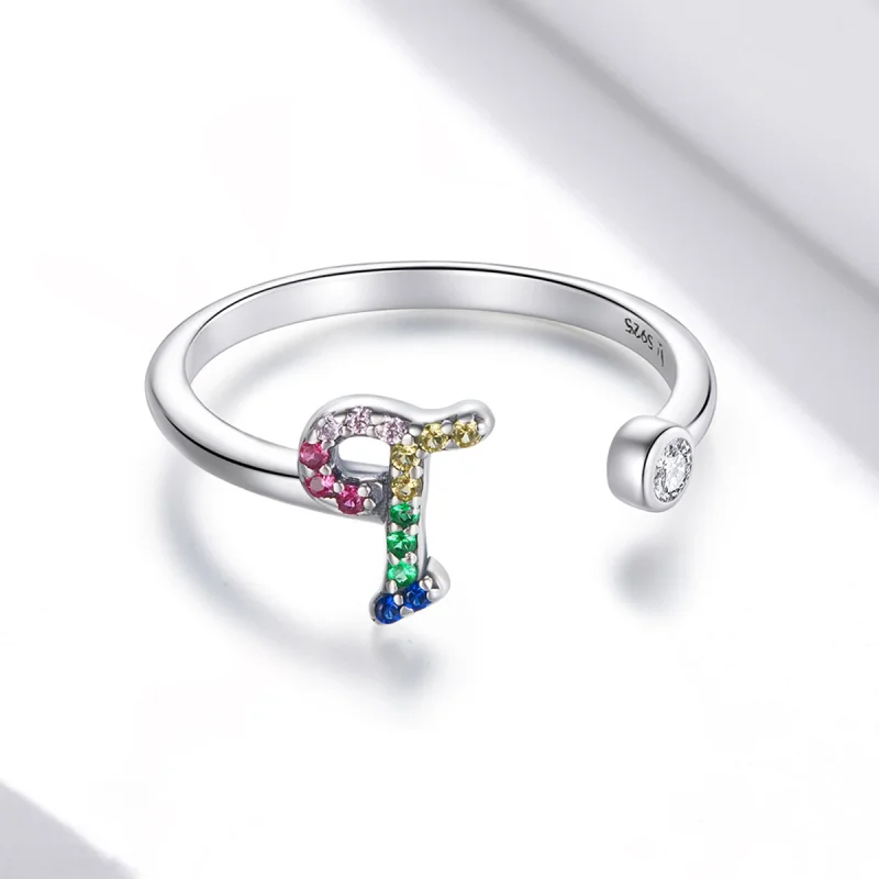 (Bild für) Bunter offener Ring mit Buchstabe T im Pandora-Stil - SCR723-T - Ansicht 3