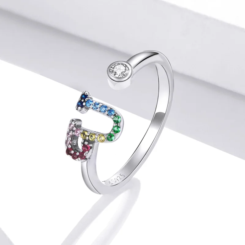 (Bild für) Bunter offener Ring mit Buchstabe U im Pandora-Stil - SCR723-U - Ansicht 2