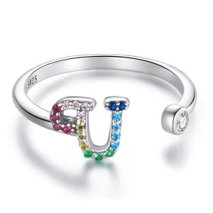 (Bild für) Bunter offener Ring mit Buchstabe U im Pandora-Stil - SCR723-U