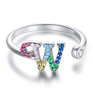 (Bild für) Bunter offener Ring mit Buchstabe W im Pandora-Stil - SCR723-W
