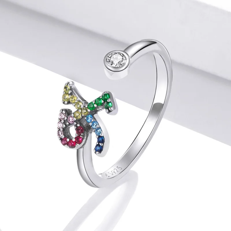 (Bild für) Bunter offener Ring mit Buchstabe X im Pandora-Stil - SCR723-X - Ansicht 2