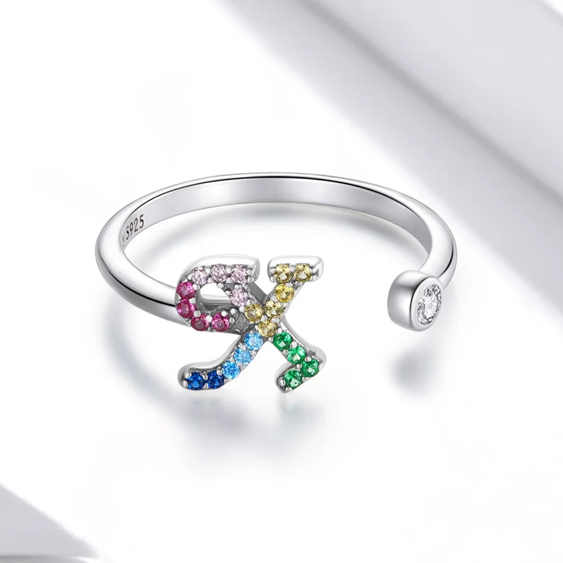 (Bild für) Bunter offener Ring mit Buchstabe X im Pandora-Stil - SCR723-X - Ansicht 3