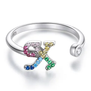 (Bild für) Bunter offener Ring mit Buchstabe X im Pandora-Stil - SCR723-X