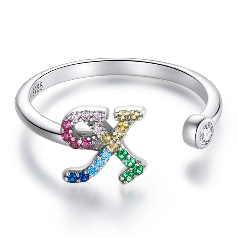 (Bild für) Bunter offener Ring mit Buchstabe X im Pandora-Stil - SCR723-X