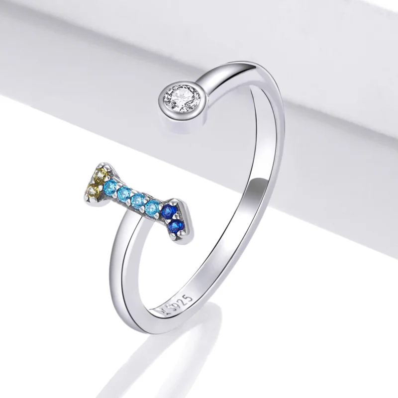 (Bild für) Bunter offener Ring mit dem Buchstaben „I“ im Pandora-Stil - SCR723-I - Ansicht 2