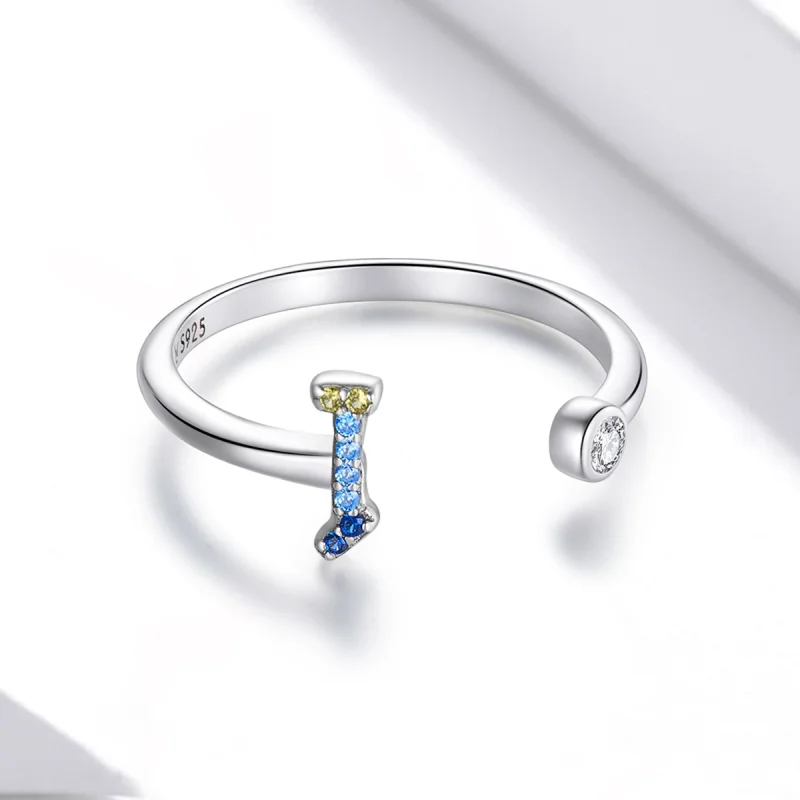 (Bild für) Bunter offener Ring mit dem Buchstaben „I“ im Pandora-Stil - SCR723-I - Ansicht 3