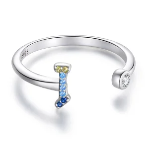 (Bild für) Bunter offener Ring mit dem Buchstaben „I“ im Pandora-Stil - SCR723-I