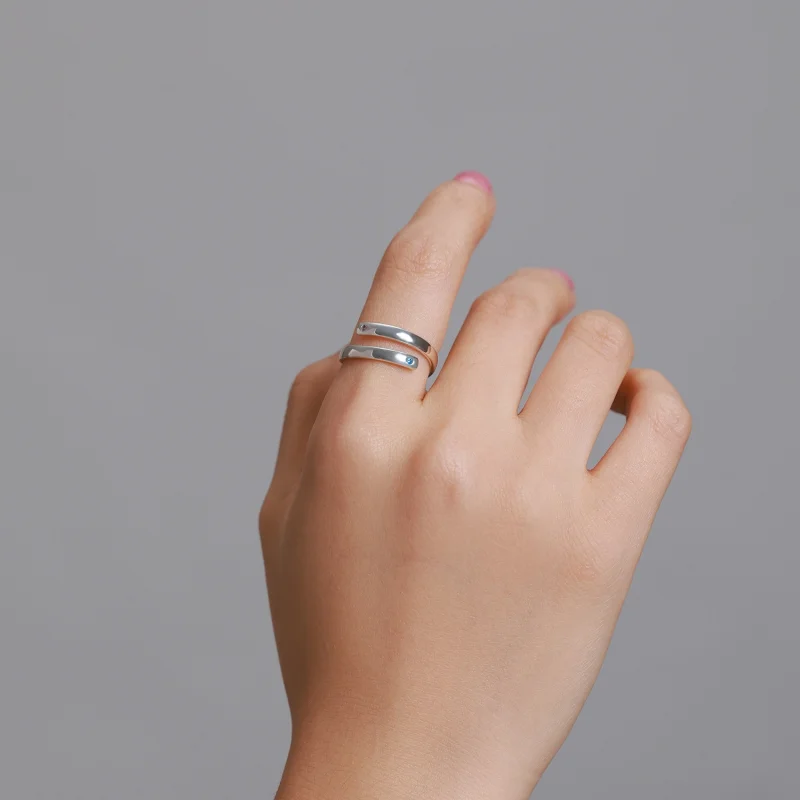 (Bild für) Doppelter offener Ring mit Gravur im Pandora-Stil - SCR747 - Ansicht 7