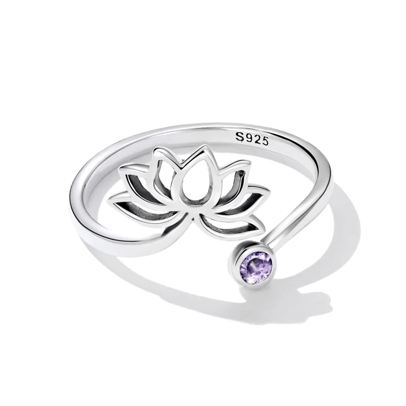(Bild für) Einfacher offener Lotus-Ring im Pandora-Stil - SCR821 - Ansicht 3