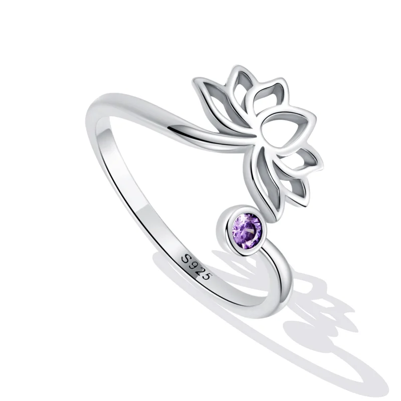 (Bild für) Einfacher offener Lotus-Ring im Pandora-Stil - SCR821 - Ansicht 5