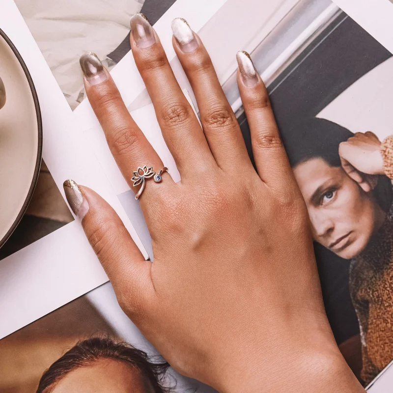 (Bild für) Einfacher offener Lotus-Ring im Pandora-Stil - SCR821 - Ansicht 6