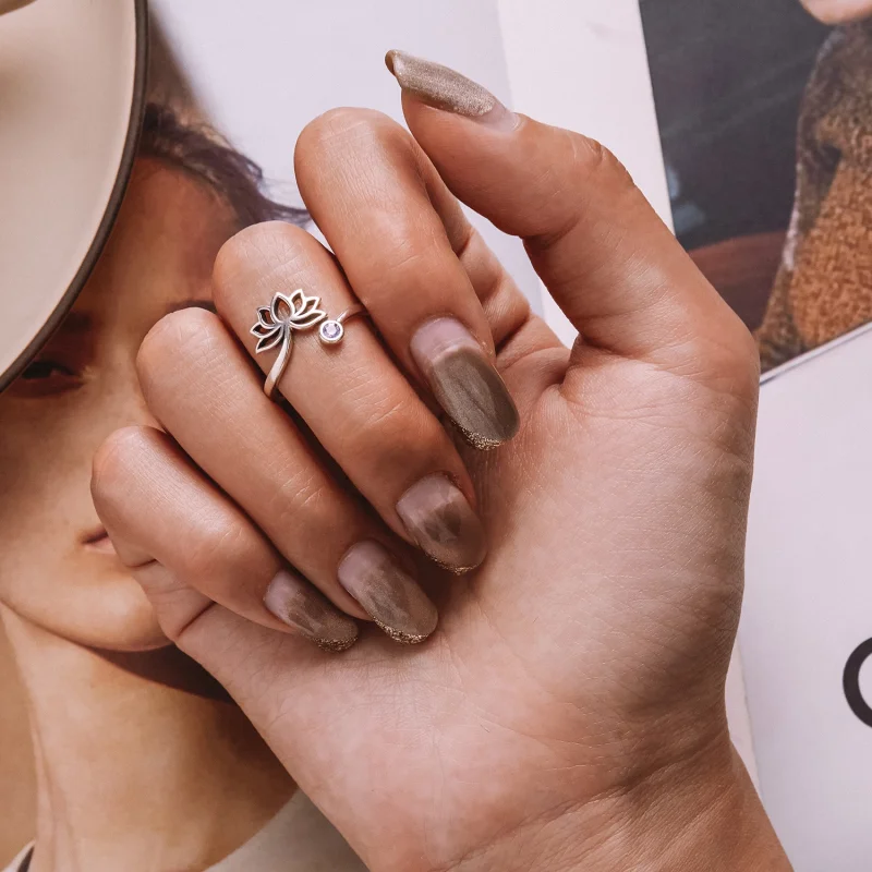 (Bild für) Einfacher offener Lotus-Ring im Pandora-Stil - SCR821 - Ansicht 7