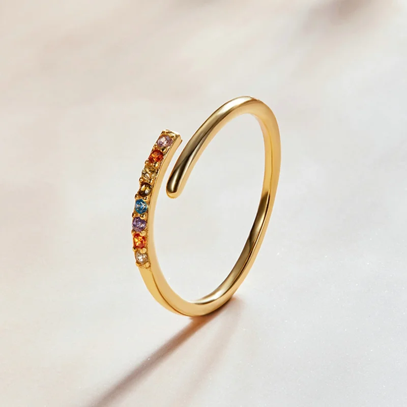 (Bild für) Einfacher offener Ring mit Zirkonia im Pandora-Stil - SCR748 - Ansicht 2