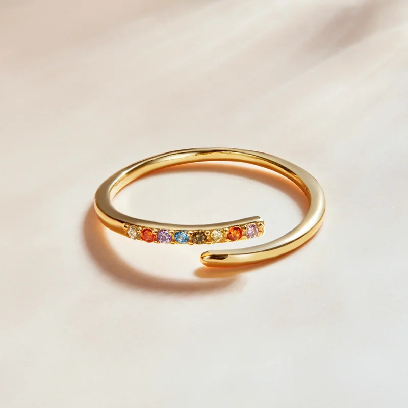 (Bild für) Einfacher offener Ring mit Zirkonia im Pandora-Stil - SCR748 - Ansicht 3