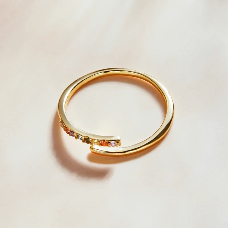 (Bild für) Einfacher offener Ring mit Zirkonia im Pandora-Stil - SCR748 - Ansicht 4
