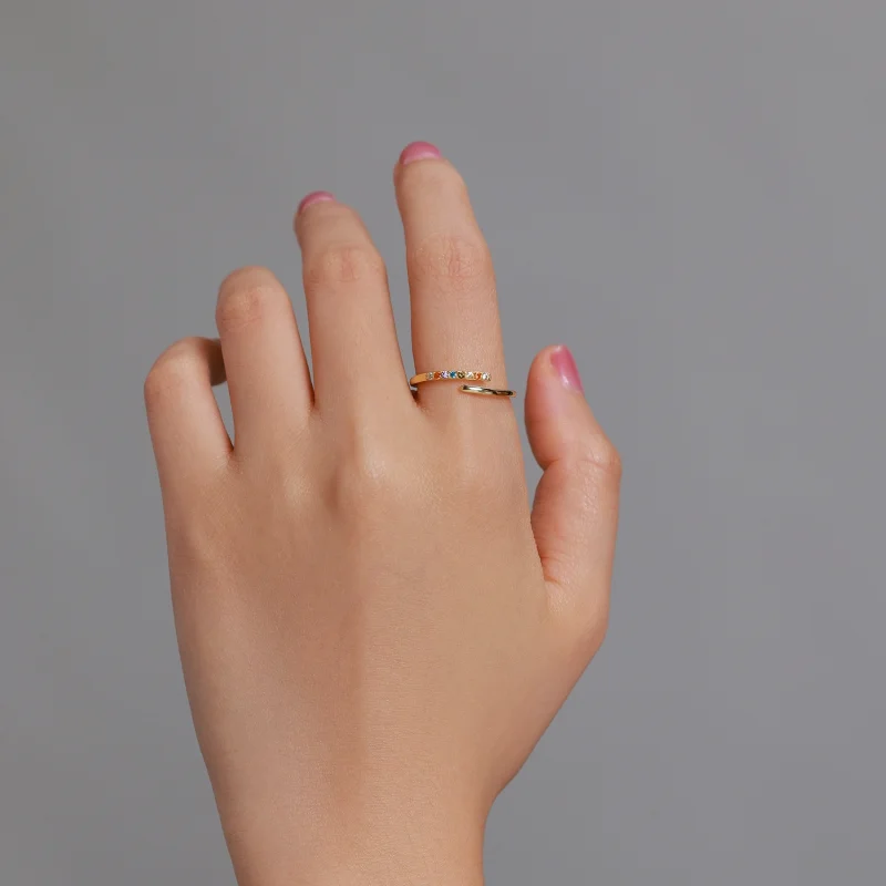(Bild für) Einfacher offener Ring mit Zirkonia im Pandora-Stil - SCR748 - Ansicht 5