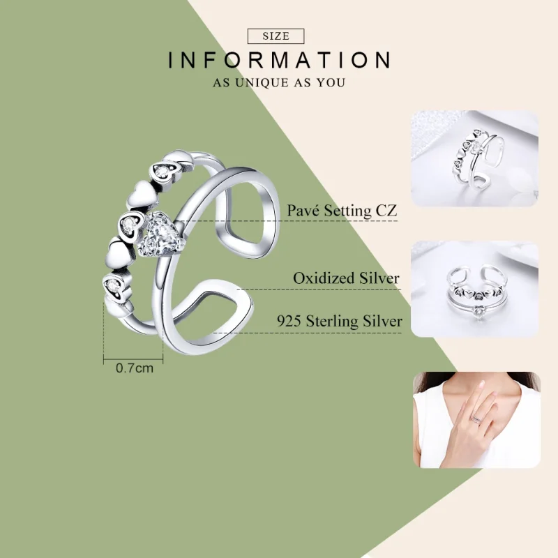 (Bild für) Exquisiter Herzring aus Silber im Pandora-Stil - SCR429 - Ansicht 3