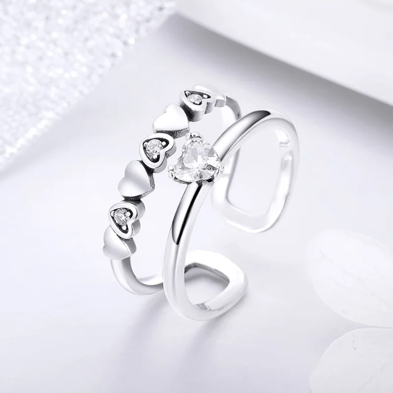 (Bild für) Exquisiter Herzring aus Silber im Pandora-Stil - SCR429 - Ansicht 5