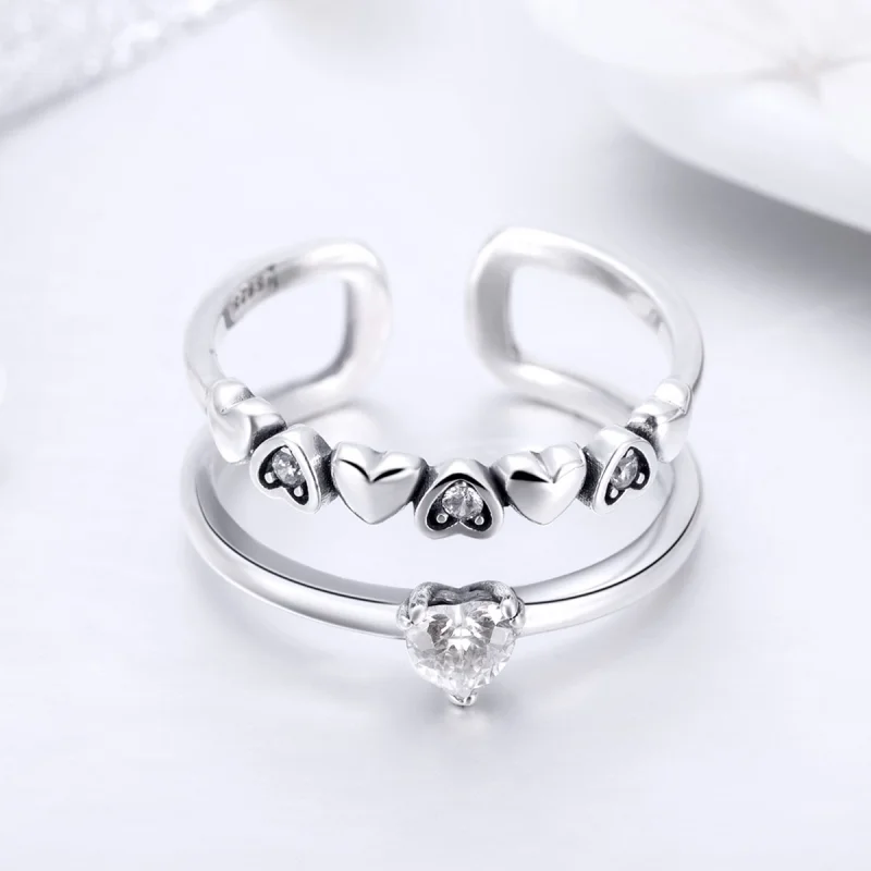 (Bild für) Exquisiter Herzring aus Silber im Pandora-Stil - SCR429 - Ansicht 7
