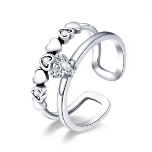 (Bild für) Exquisiter Herzring aus Silber im Pandora-Stil - SCR429