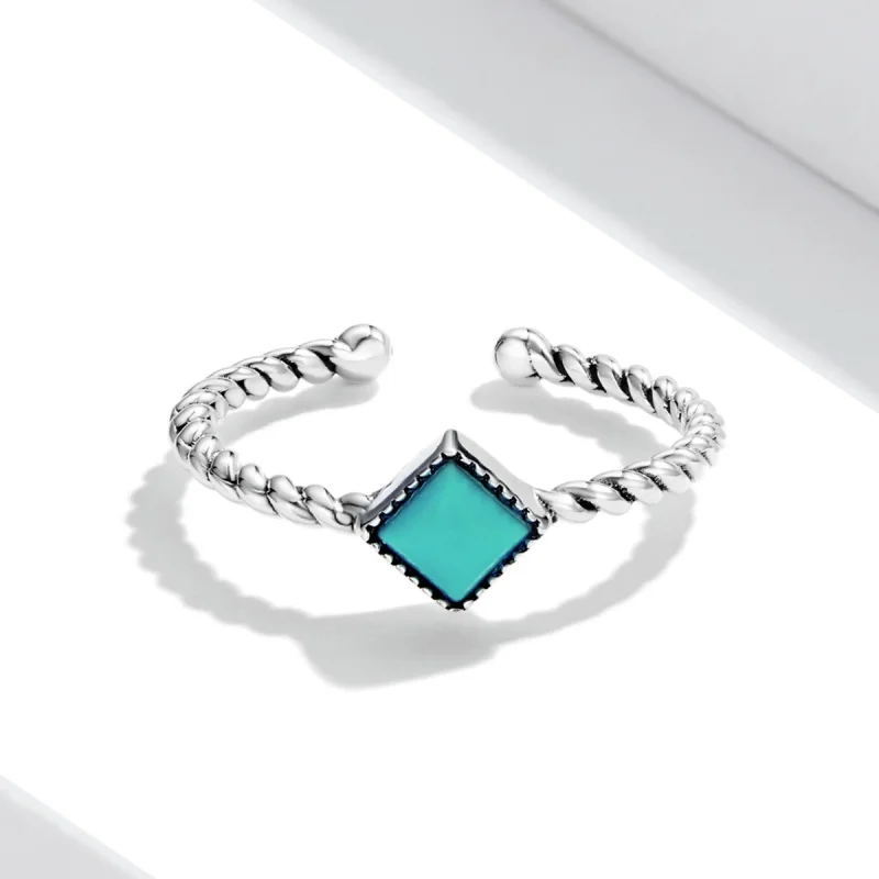 (Bild für) Geometrischer türkisfarbener offener Ring im Pandora-Stil - SCR753 - Ansicht 3