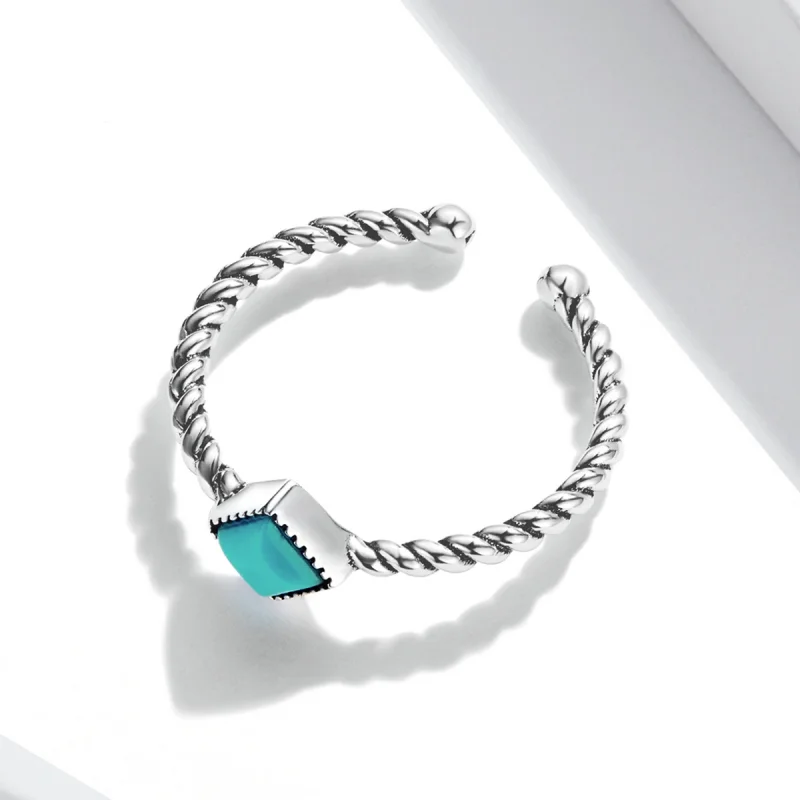 (Bild für) Geometrischer türkisfarbener offener Ring im Pandora-Stil - SCR753 - Ansicht 4