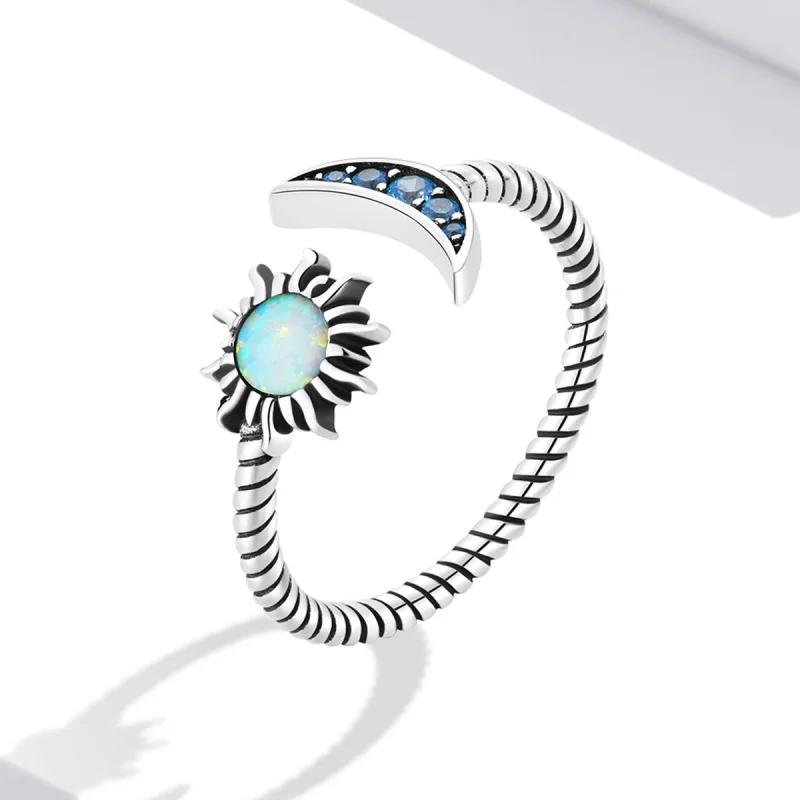 (Bild für) Offener Bestie-Ring im Pandora-Stil mit Sonne, Mond und Sternen - SCR796 - Ansicht 2