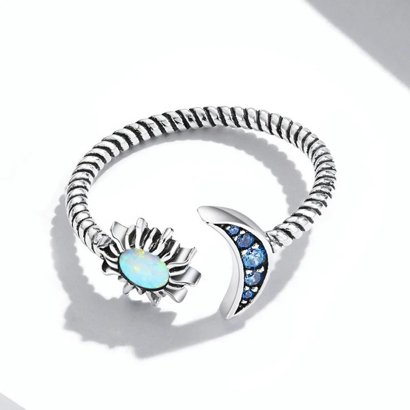 (Bild für) Offener Bestie-Ring im Pandora-Stil mit Sonne, Mond und Sternen - SCR796 - Ansicht 3