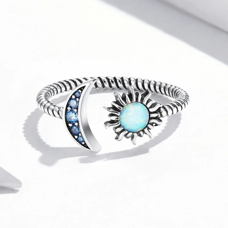 (Bild für) Offener Bestie-Ring im Pandora-Stil mit Sonne, Mond und Sternen - SCR796 - Ansicht 4