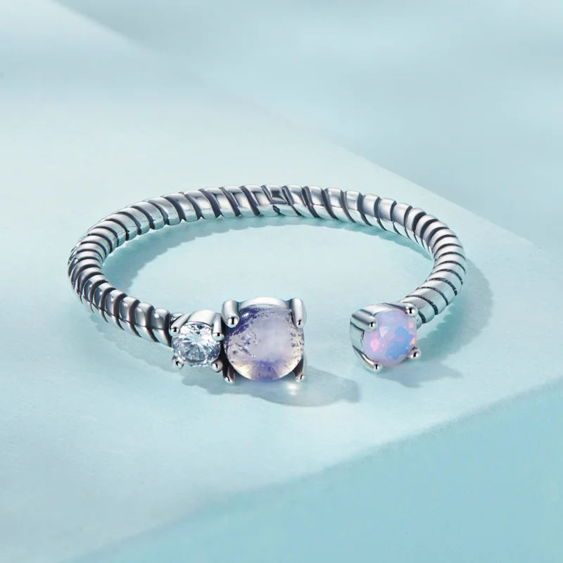 (Bild für) Offener Edelstein-Twist-Ring im Pandora-Stil - SCR839 - Ansicht 3