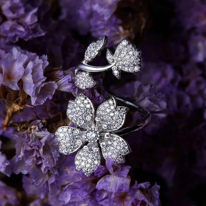 (Bild für) Offener Kirschblüten-Ring im Pandora-Stil - BSR076 - Ansicht 2