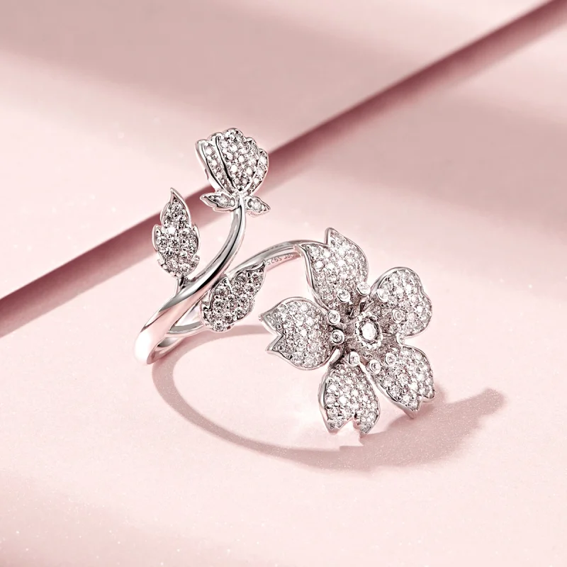 (Bild für) Offener Kirschblüten-Ring im Pandora-Stil - BSR076 - Ansicht 4