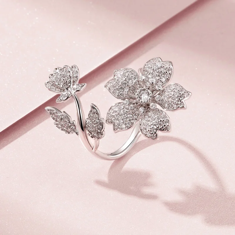 (Bild für) Offener Kirschblüten-Ring im Pandora-Stil - BSR076 - Ansicht 5