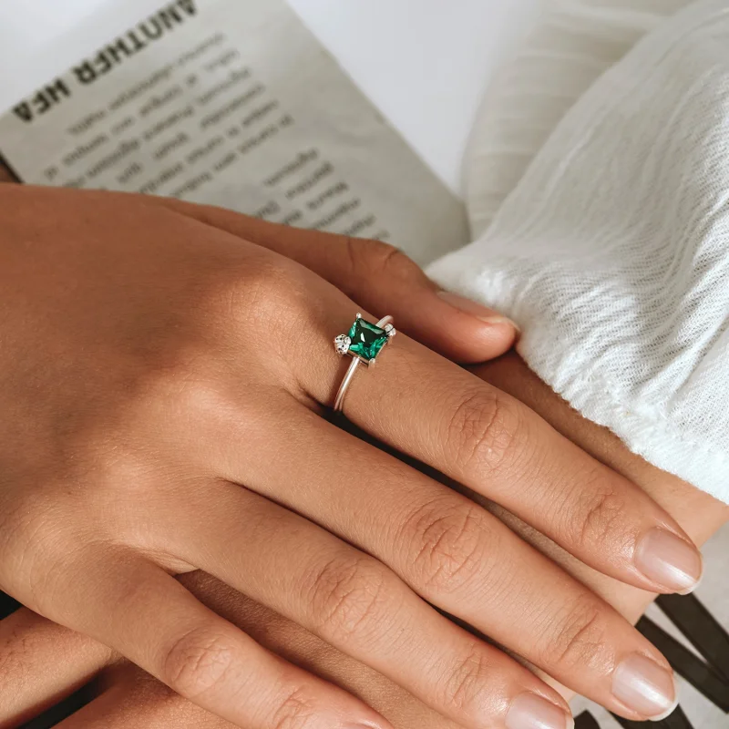 (Bild für) Offener Ring aus grünem Zirkonium im Pandora-Stil - SCR754 - Ansicht 7