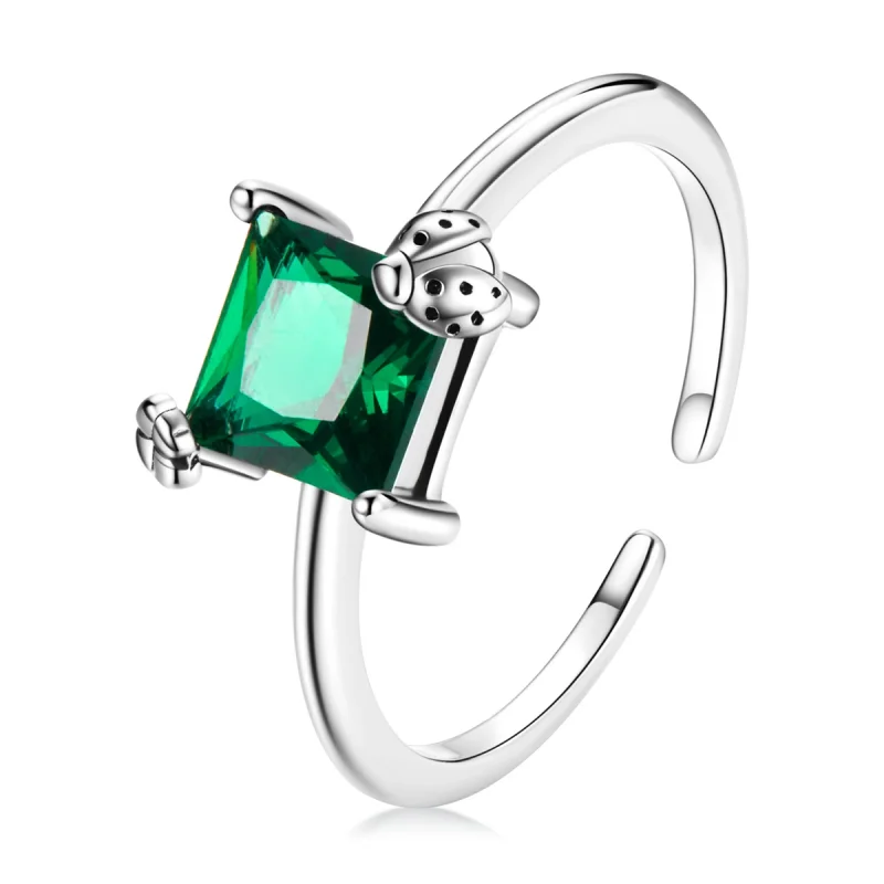 (Bild für) Offener Ring aus grünem Zirkonium im Pandora-Stil - SCR754