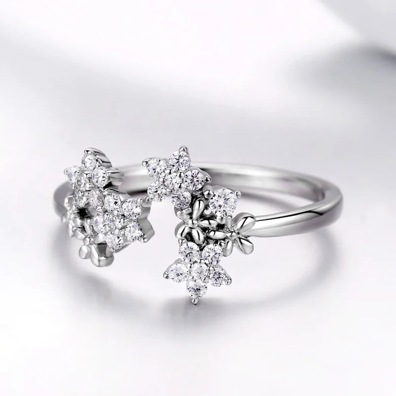 (Bild für) Offener Ring aus silbernem Gypsophila im Pandora-Stil - BSR021 - Ansicht 2