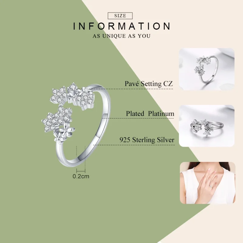(Bild für) Offener Ring aus silbernem Gypsophila im Pandora-Stil - BSR021 - Ansicht 7