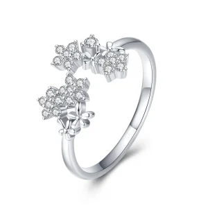 (Bild für) Offener Ring aus silbernem Gypsophila im Pandora-Stil - BSR021