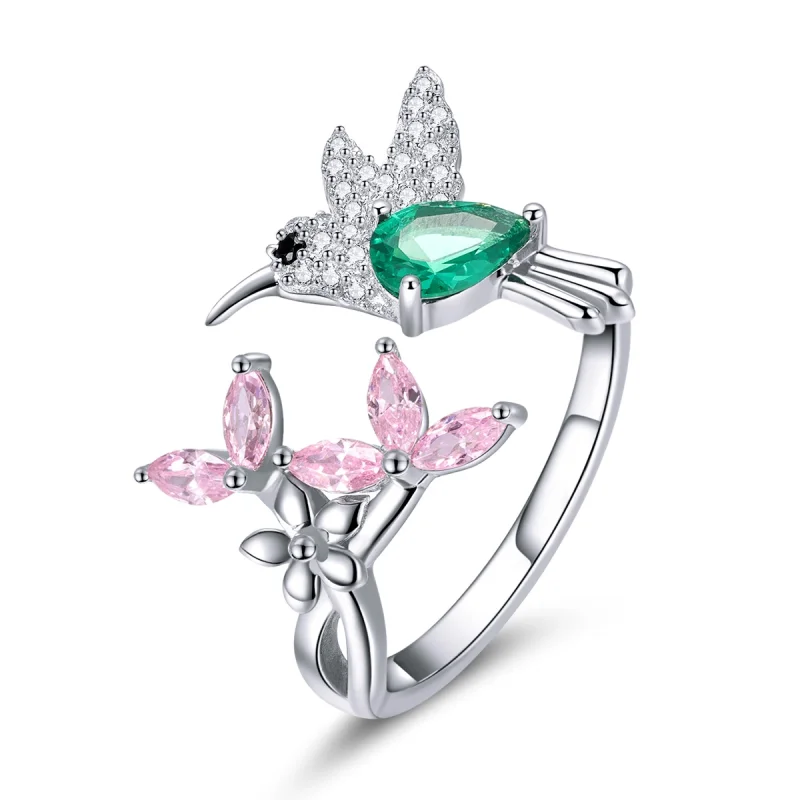 (Bild für) Offener Ring „Geschenk des Kolibri“ im Pandora-Stil aus Silber - BSR016 - Ansicht 3